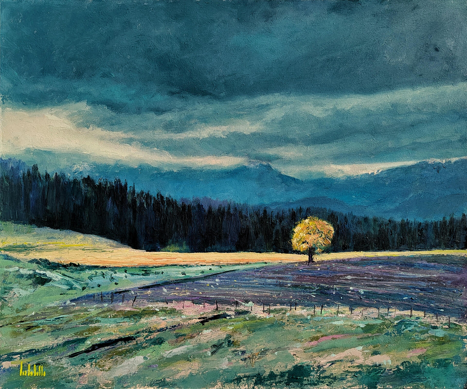 GOLDEN WITNESS - Oil on board 65x54cm