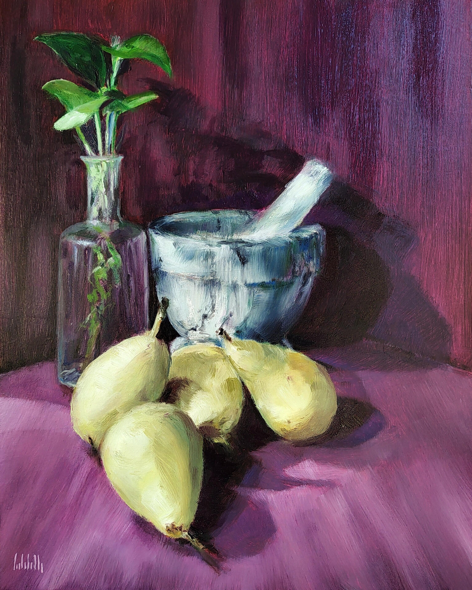 LE COSE CHE PENSANO - Oil on paper Kraft on wood panel 40x50cm