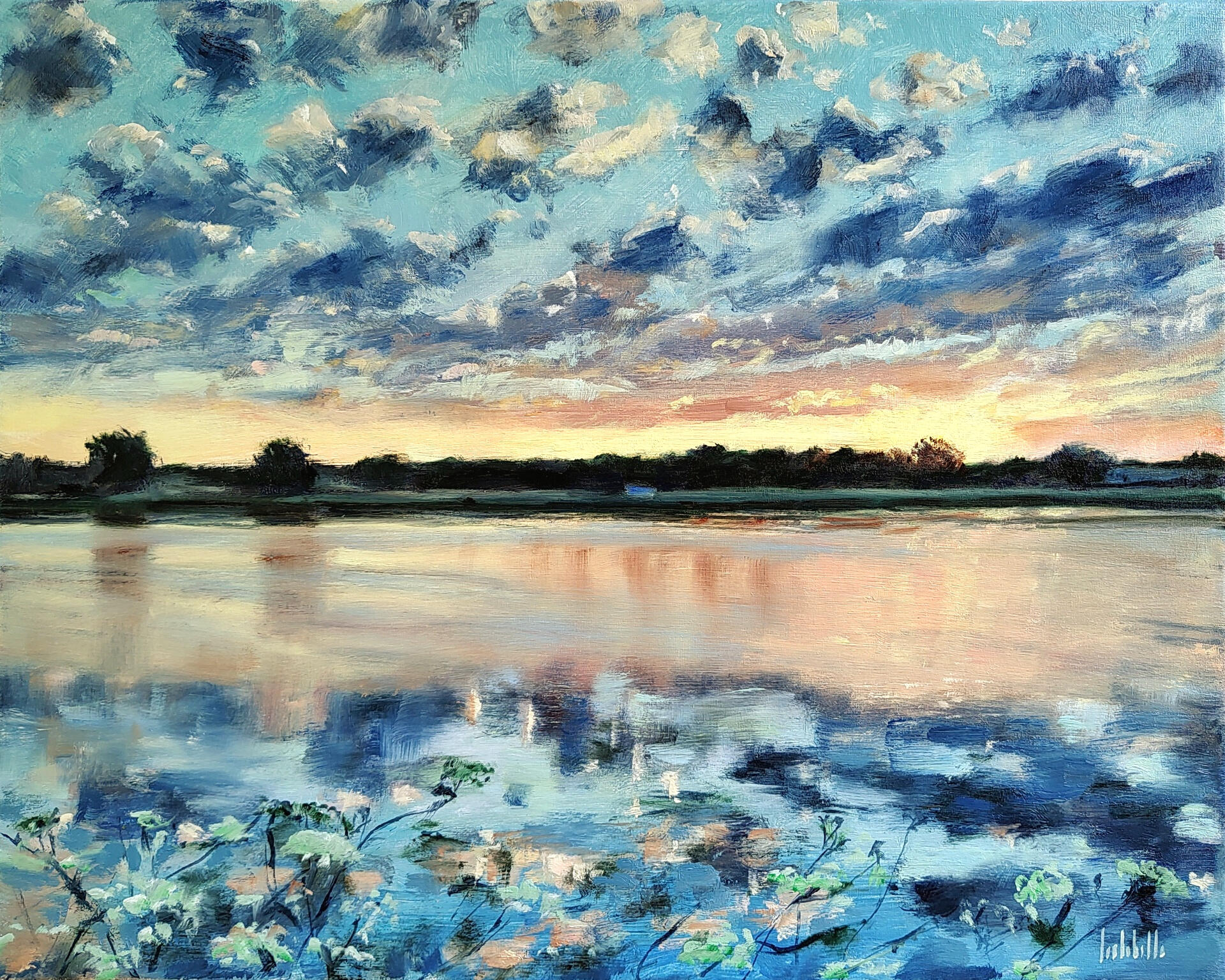 TWILIGHT'S RIVER - Oil on canvas 50x40cm