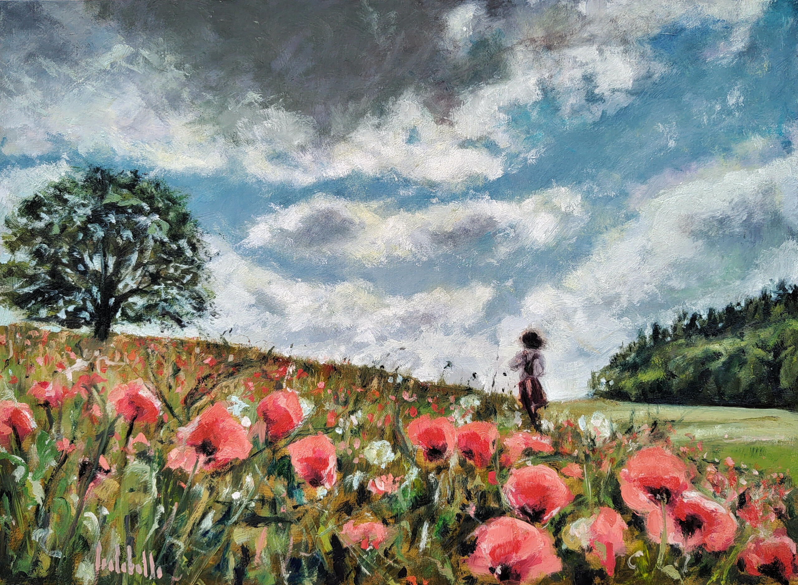 🔴 NEL RESPIRO DEI PAPAVERI - Oil on cradled wood panel 40x30cm