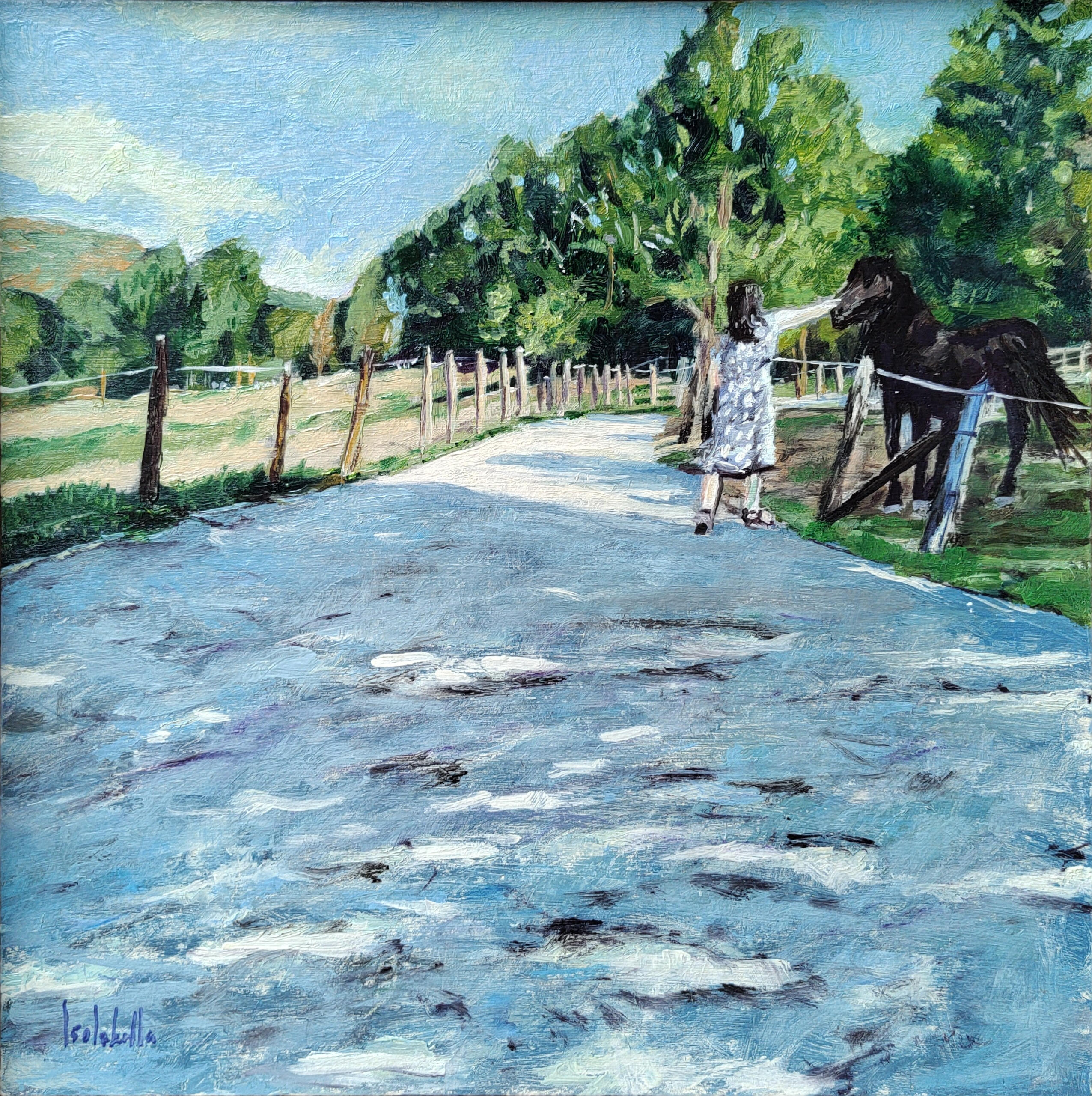 UNA CAREZZA - Oil on canvas board 30x30cm