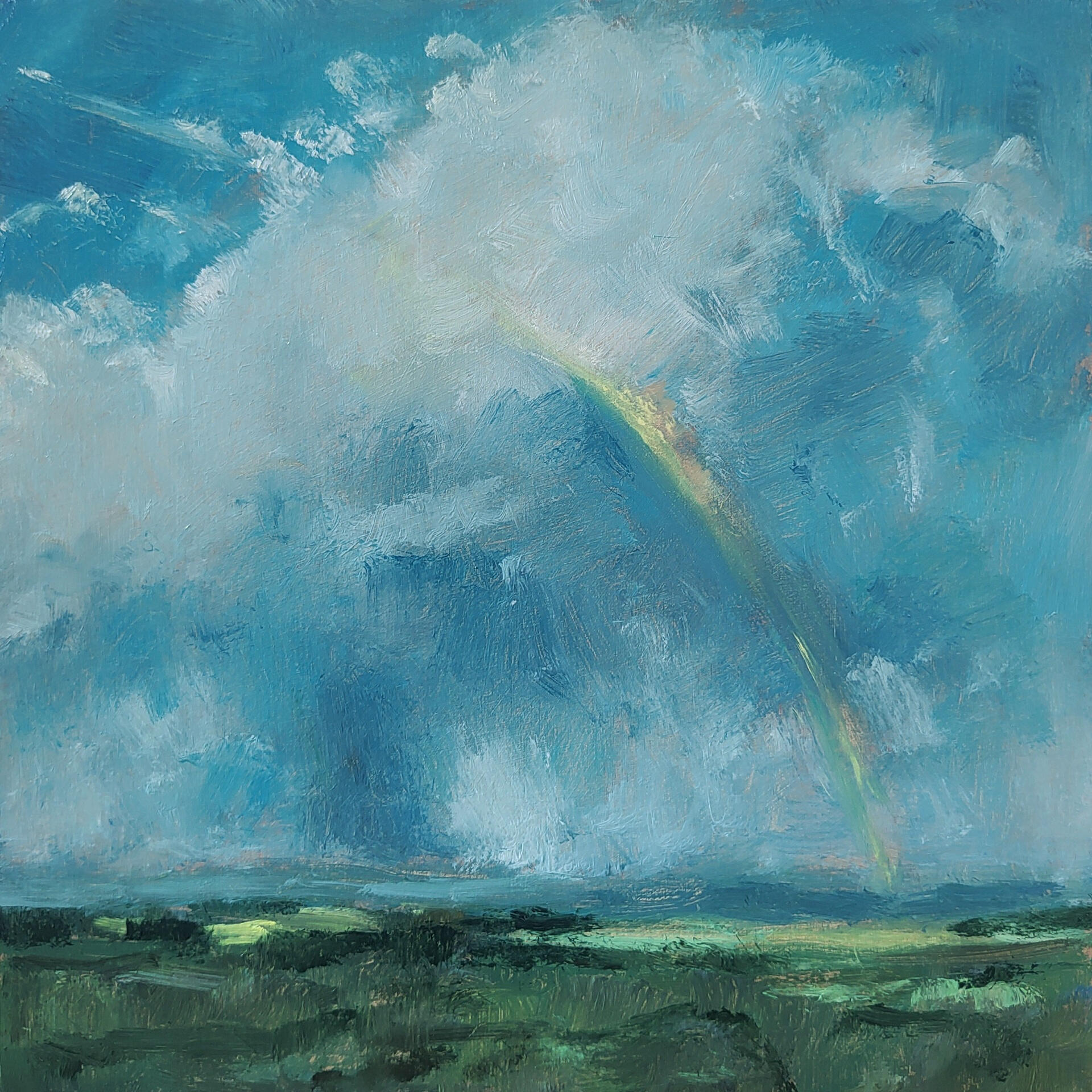 SILENCE AMONG THE CLOUDS - THE PROMISE - Oil on cradle wood panel 20x20cm