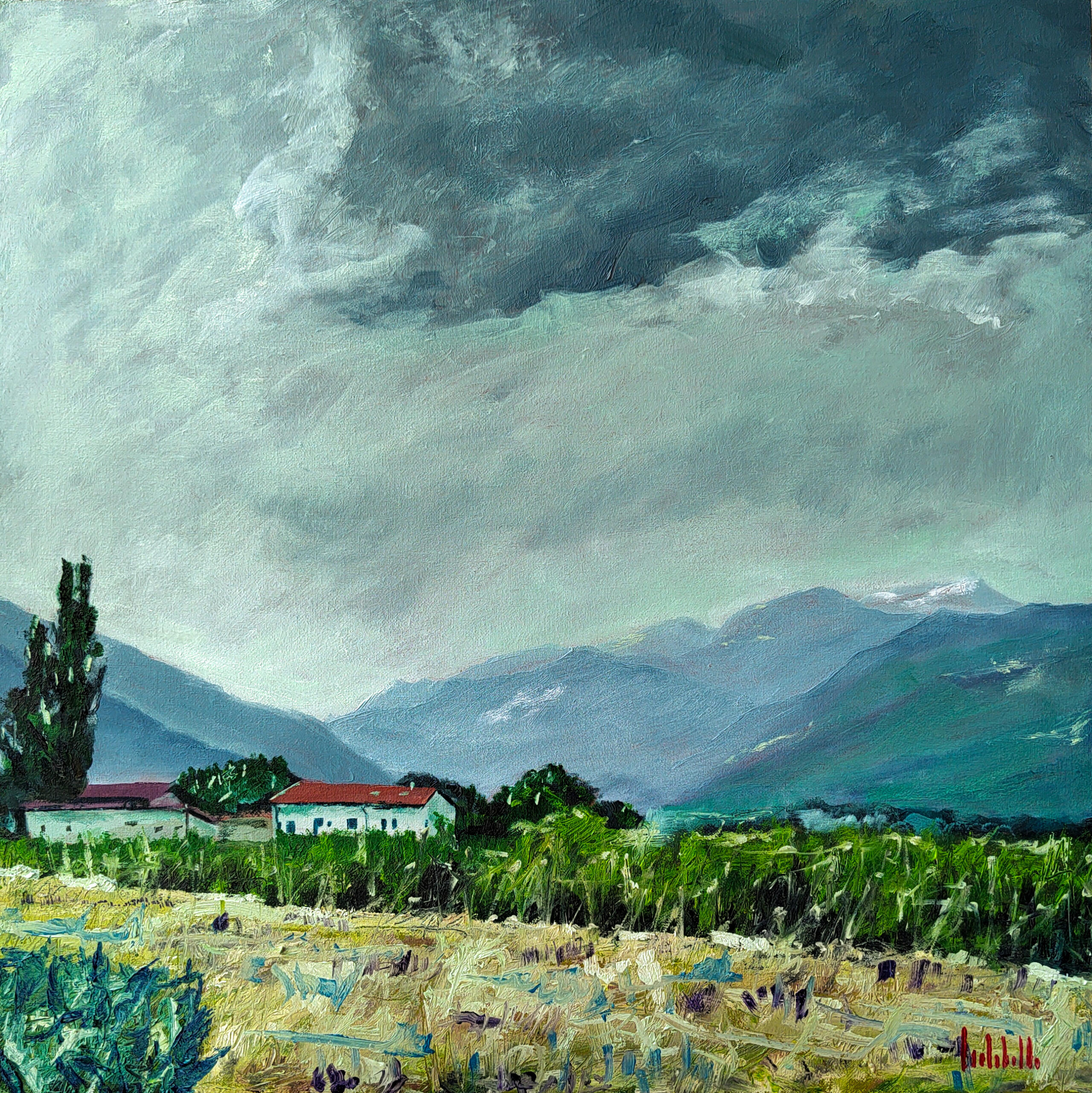 🔴 CASOLARI SILENZIOSI - Oil on canvas board 40x40cm