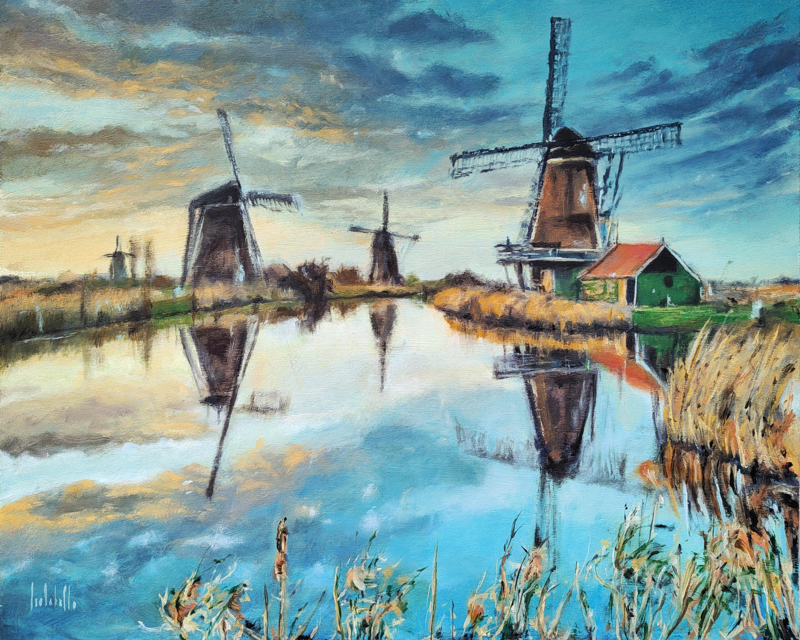 🔴 WINDMILLS - Oil on board 50x40cm