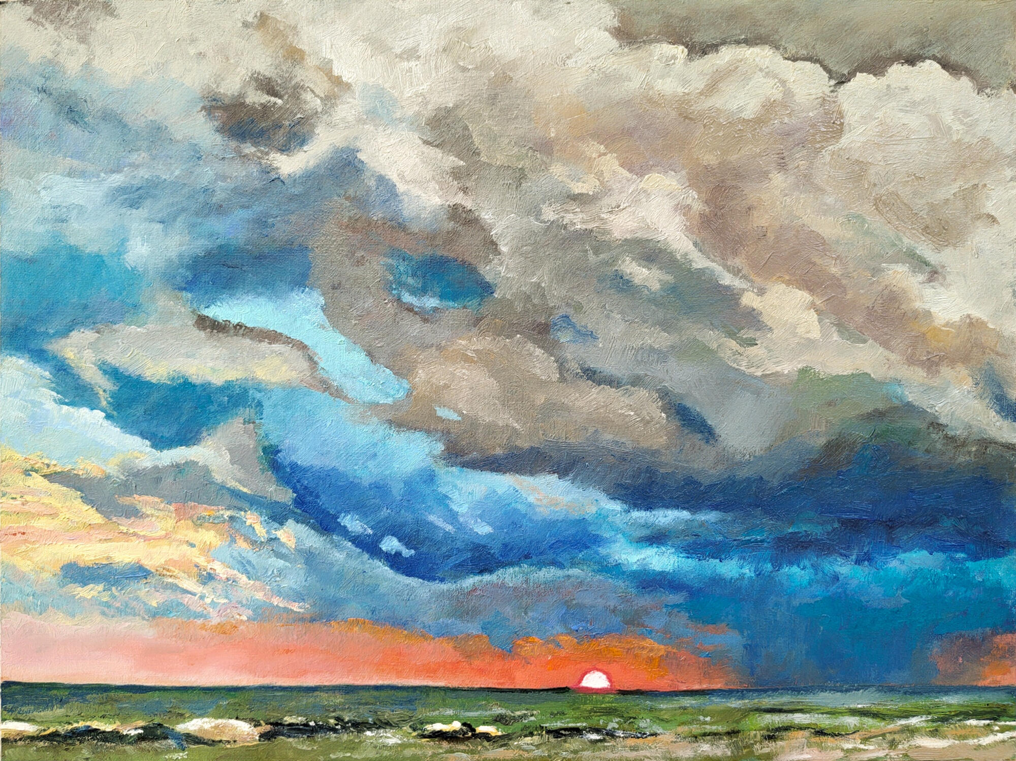 🔴 TRAMONTO A PLAYA HERMOSA - Oil on canvas board 40x30cm