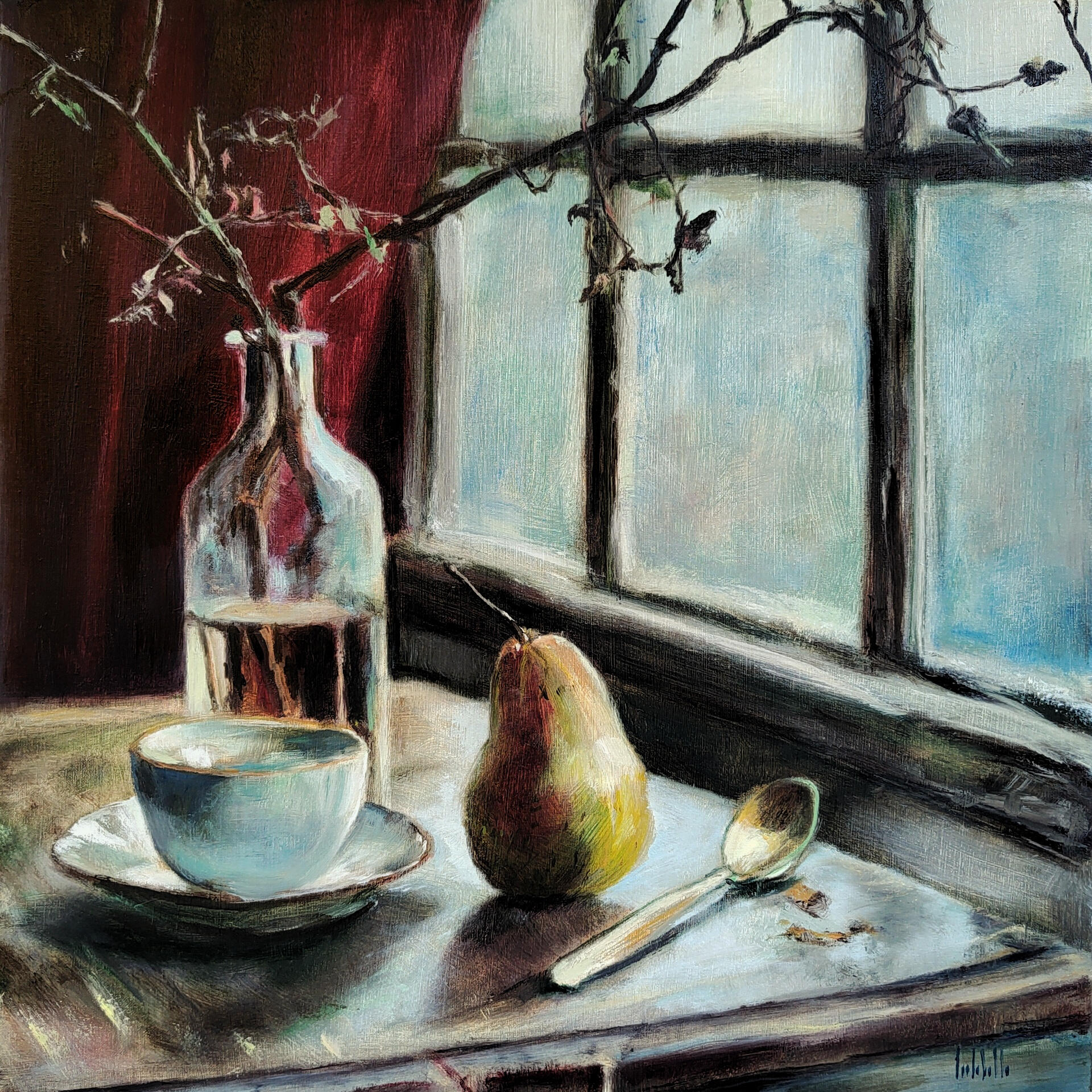 L'ATTESA DI UN MOMENTO - Oil on canvas 40x40cm