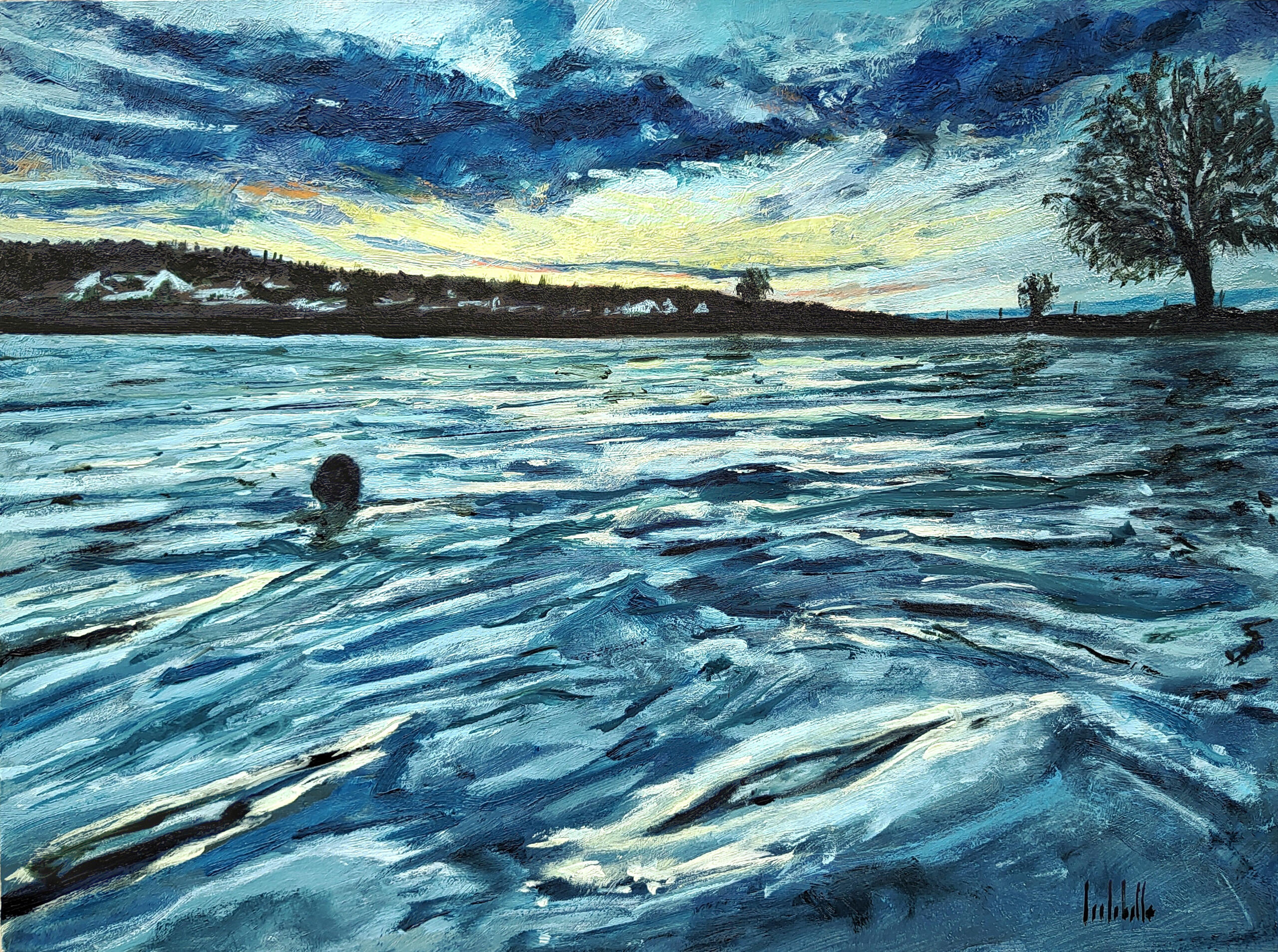 LULLING WAVES - Oil on cradled wood panel 40x30cm