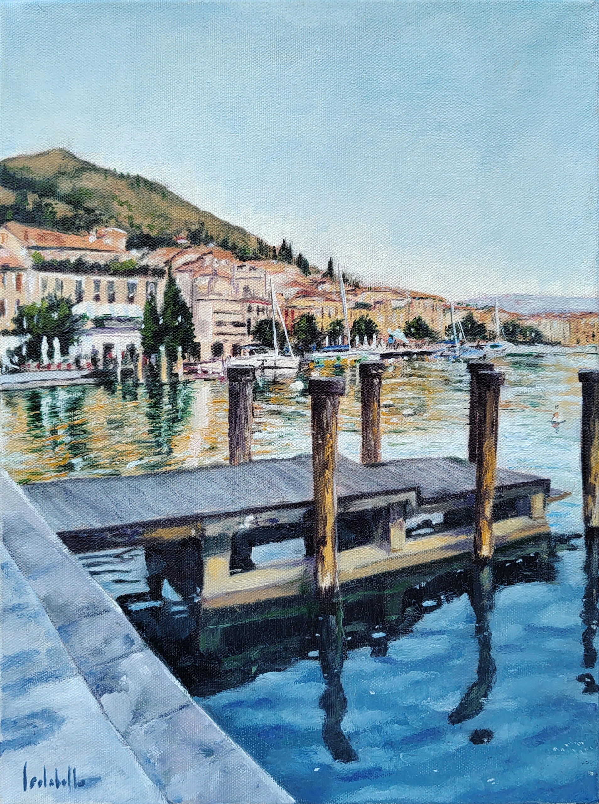 🔴 PORTICCIOLO CON VEDUTA DI SALO' - 30x40 oil on canvas